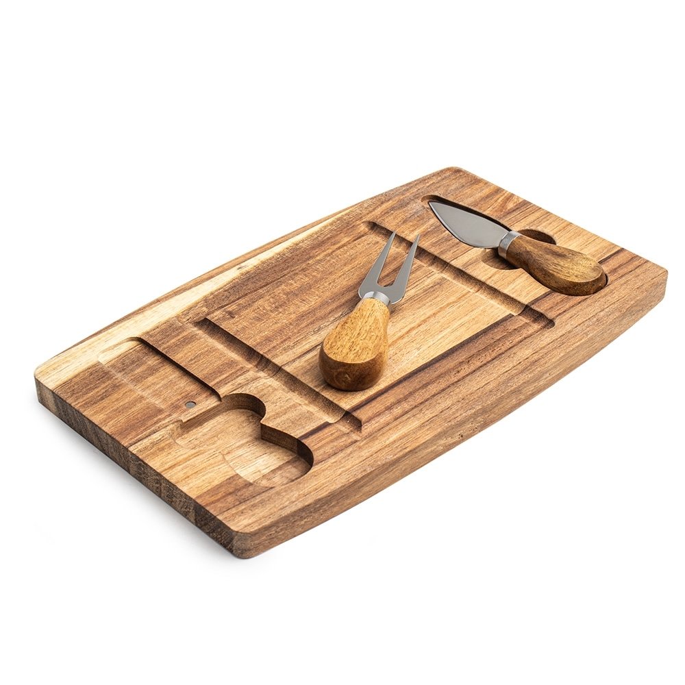 Kit Queijo 2 Peças + Tábua Quadrada
