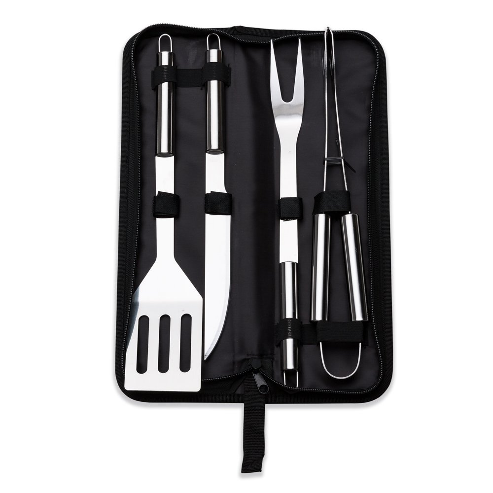 Kit Churrasco 4 Peças Inox com Estojo
