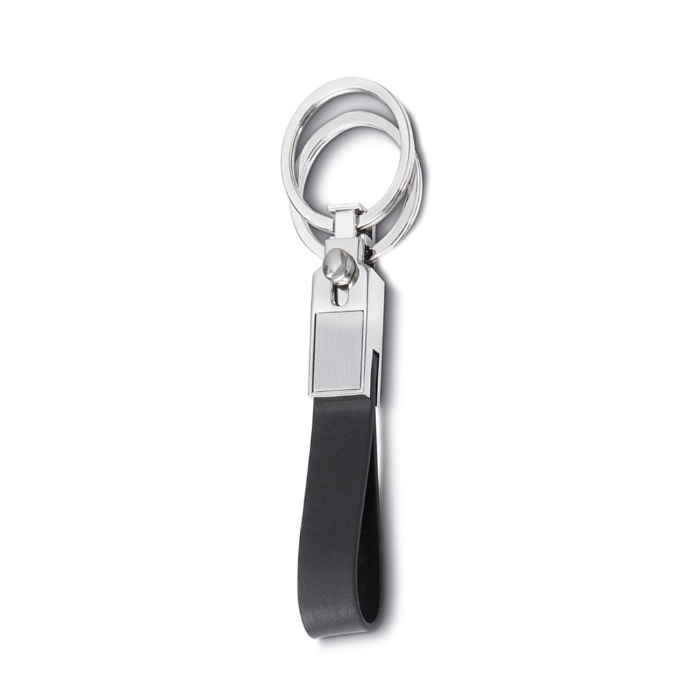 Chaveiro de Metal e Couro com 2 Argolas