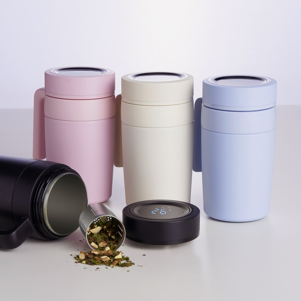 Caneca Térmica 500ml com Termômetro em Inox