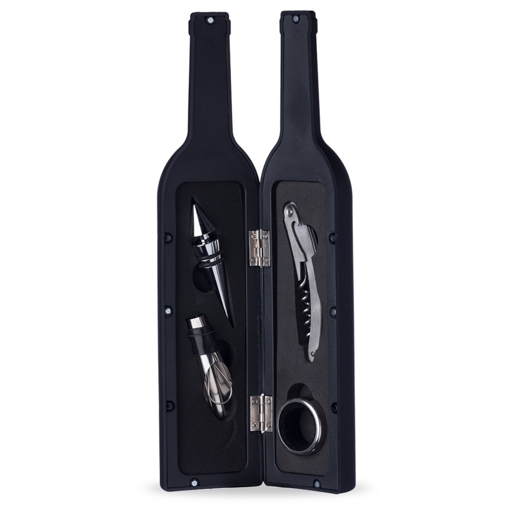 Kit Vinho Plástico Resistente 4 Peças Formato Garrafa