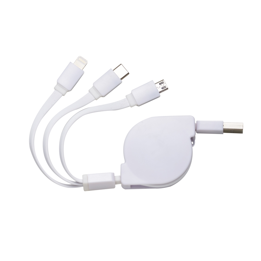 Cabo Usb Retrátil com 3 Pontas