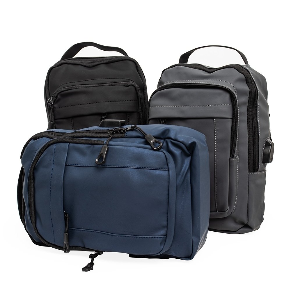 Mochila de Ombro Usb 8 L em Couro Sintético
