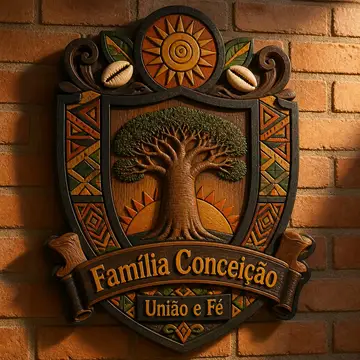 Brasão de família (placa de madeira entalhada): Afro-brasileira