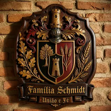 Brasão de família (placa de madeira entalhada): Alemã