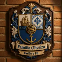 Brasão de família (placa de madeira entalhada): Portuguesa