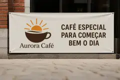 Banner de lona na fachada da loja