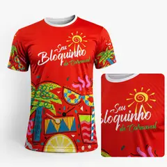 Camisa Abadá com Manga Poliéster Malha PP Estampa Total com a sua marca