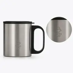 Caneca inox 180ml com tampa com a sua marca
