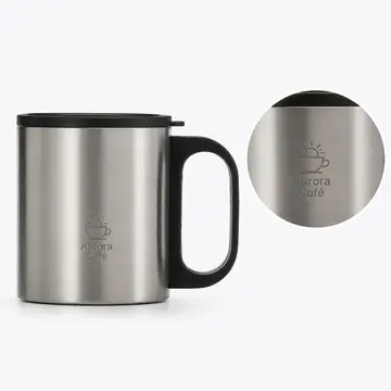 Caneca inox 180ml com tampa com a sua marca