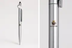 Caneta plastica com suporte e touch com a sua marca