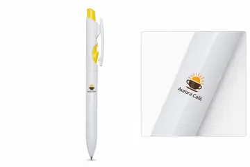 Caneta plástica leitoso com a sua marca