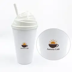 Copo Twister Branco com Tampa Chantilly Colorida Acrílico 500ml com a sua marca