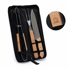 Kit churrasco 3 peças com a sua marca