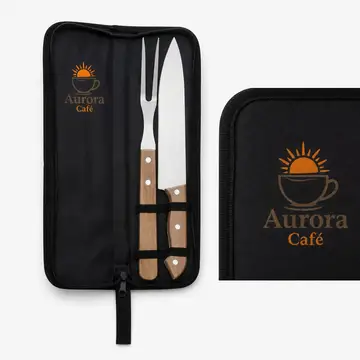 Kit churrasco no estojo com 2 peças com a sua marca