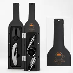 Kit vinho 5pçs formato garrafa com a sua marca