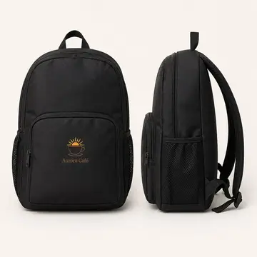 Mochila com logo bordado (frente e lateral)
