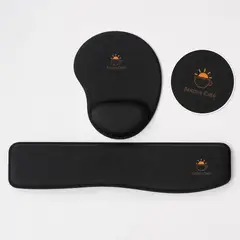 Mousepad + Apoio Pulso Para Teclado Ergonômico Preto com a sua marca