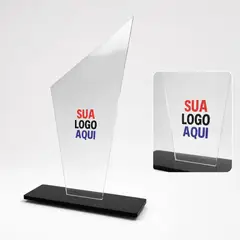 Troféu em Acrílico Trapézio 15cm com a sua marca