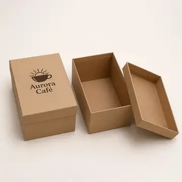 Caixa cartonada tampa solta 31x22x14 cm, kraft com logo preto