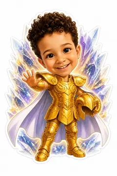 Troca de corpo na caricatura: Armadura de ouro de Áries