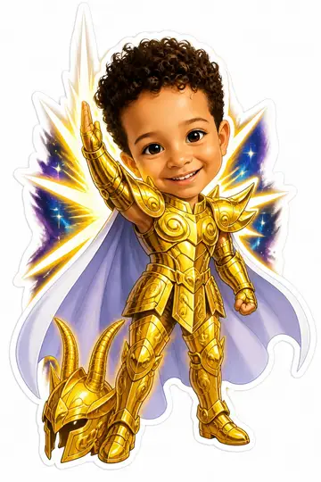 Troca de corpo na caricatura: Armadura de ouro de Capricórnio