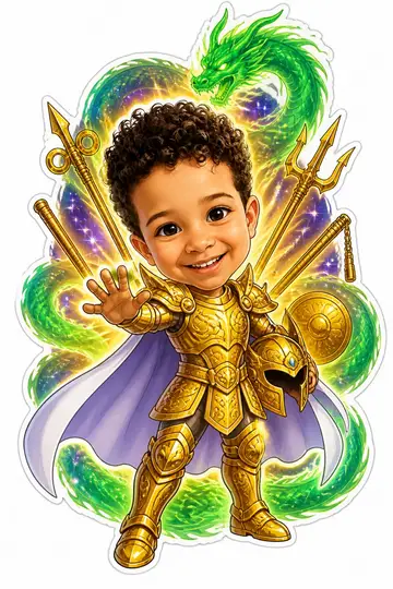 Troca de corpo na caricatura: Armadura de ouro de Libra