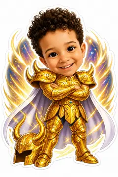 Troca de corpo na caricatura: Armadura de ouro de Touro