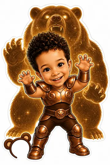 Troca de corpo na caricatura: Armadura de bronze de Urso