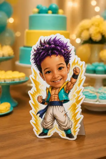 Foto do display na mesa da festa: Guerreiro da fusão de colete