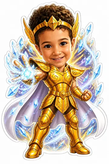Caricatura cabeçuda da sua foto: Armadura de ouro de Aquário
