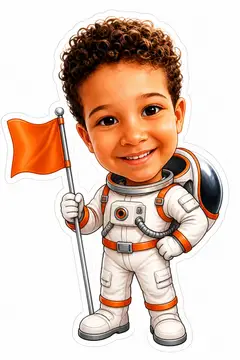 Caricatura cabeçuda da sua foto: Astronauta