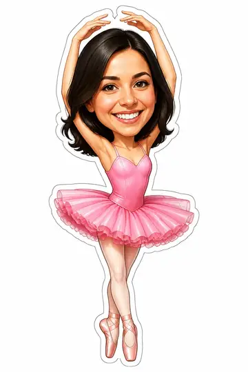 Caricatura cabeçuda da sua foto: Bailarina