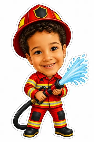 Caricatura cabeçuda da sua foto: Bombeiro(a)