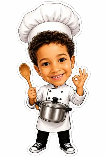 Caricatura cabeçuda da sua foto: Chef de cozinha
