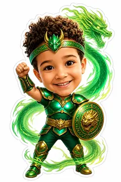 Caricatura cabeçuda da sua foto: Armadura de bronze de Dragão