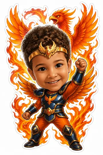 Caricatura cabeçuda da sua foto: Armadura de bronze de Fênix