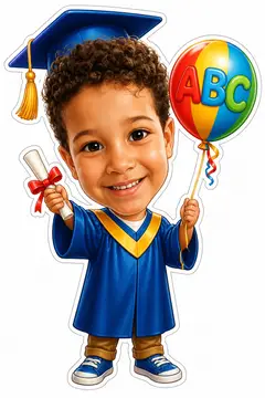 Caricatura cabeçuda da sua foto: Formatura do ABC
