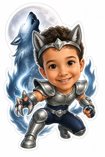 Caricatura cabeçuda da sua foto: Armadura de bronze de Lobo