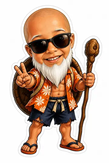 Caricatura cabeçuda da sua foto: Velho mestre do casco de tartaruga