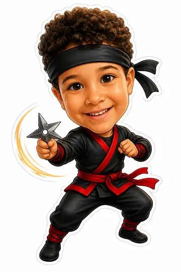 Caricatura cabeçuda da sua foto: Ninja