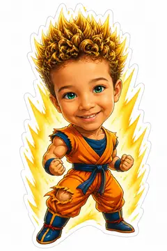 Caricatura cabeçuda da sua foto: Guerreiro transformado (cabelo dourado)