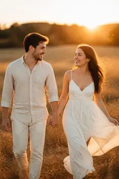 Ensaio de casal ao entardecer