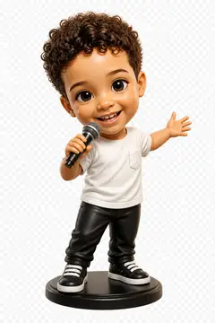 Eu em boneco chibi cantando (fundo transparente)