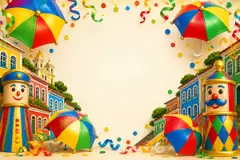 Elementos 3D de Carnaval pra fundo (Frevo pernambucano)