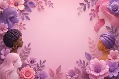 Elementos 3D de Dia da Mulher pra fundo (Flores e força)