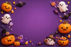 Elementos 3D de Halloween (Dia das Bruxas) pra fundo (Halloween fofo)