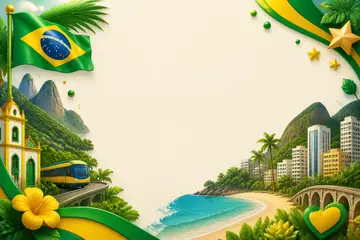 Elementos 3D de Independência do Brasil pra fundo (Orgulho brasileiro)