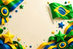 Elementos 3D de Independência do Brasil pra fundo (Verde e amarelo)