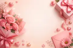 Elementos 3D de Dia das Mães pra fundo (Flores e carinho)